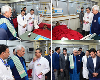 Jammu-Kashmir LG visits injured; Kharge, Farooq slam Gagangir attack, Pakistan